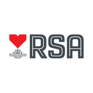 Text saying RSA a with a red heart logo